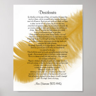 Affiches Plume d'or "de choses désirées" de desiderata