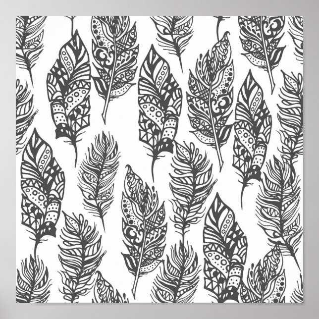 Affiches Plumes douces Doodle 2 (Devant)