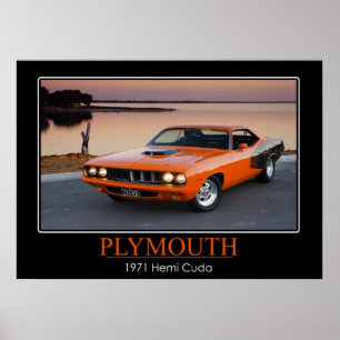 Affiches Plymouth 1971 Hemi Cuda - voiture de muscle