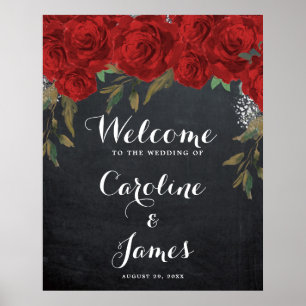 Affiches Poche de réception mariage de roses rouges