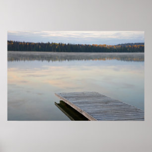 Affiches Poche sur l'affiche du lac matinal brumeux