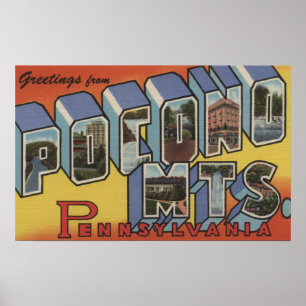 Affiches Pocono Mountains - Large Letter Scenes