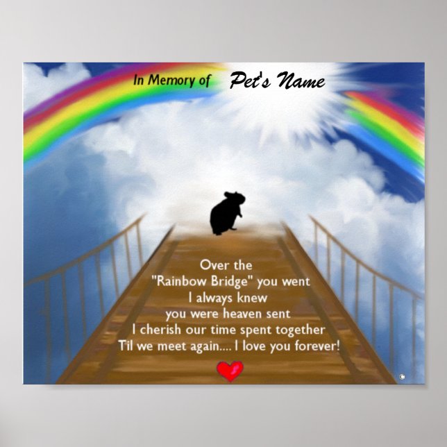 Affiches Poème commémoratif de Rainbow Bridge pour Hamsters (Devant)