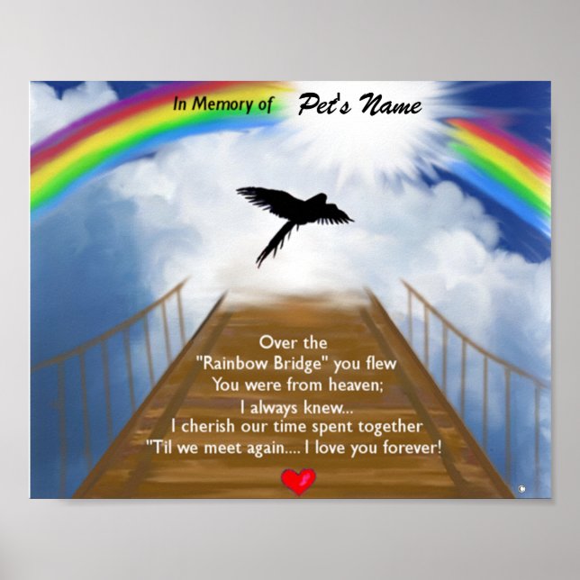 Affiches Poème commémoratif du pont Rainbow pour les oiseau (Devant)