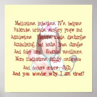 Poème d'art infirmière (Frameable) "I'm Fatired"