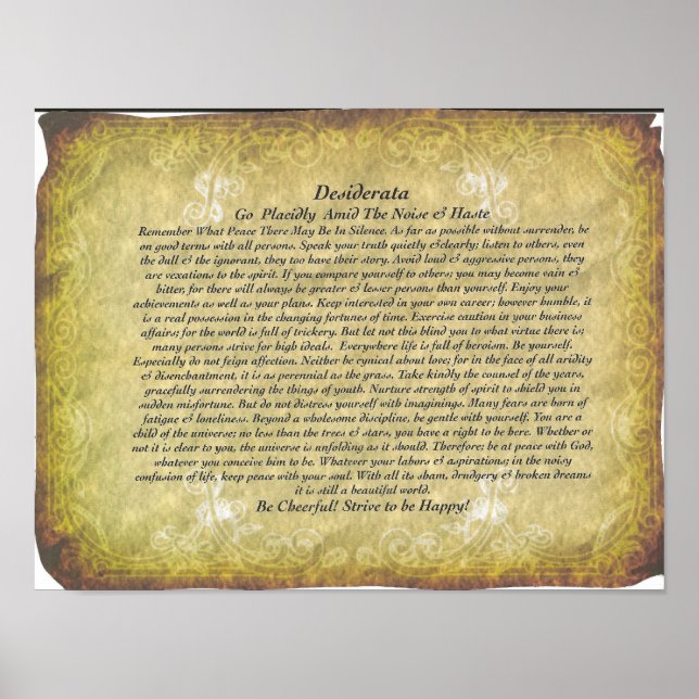 Affiches Poème de Desiderata par Max Ehrmann (Devant)