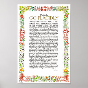 Affiches Poème de Desiderata par Max Ehrmann Fleurs sauvage