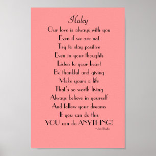 Affiches Poème inspirant de la fille des parents