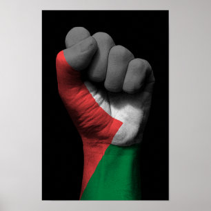 Affiches Poing serré augmenté avec le drapeau palestinien