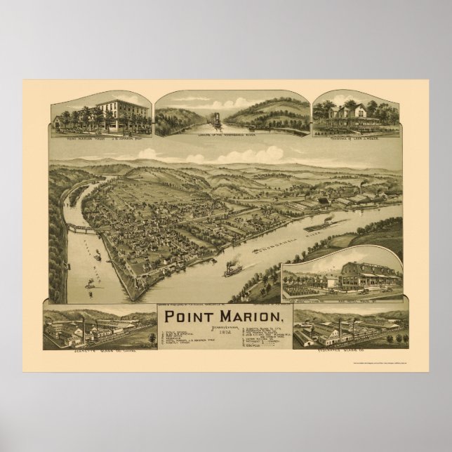 Affiches Point Marion, PA Carte panoramique - 1902 (Devant)