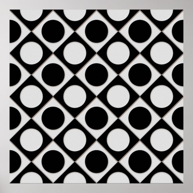 Affiches Points & Carrés / noir blanc + vos idées (Devant)