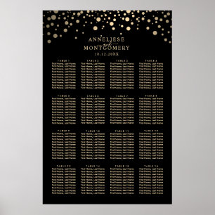 Affiches Points Confetti Noir et Or 16 Places