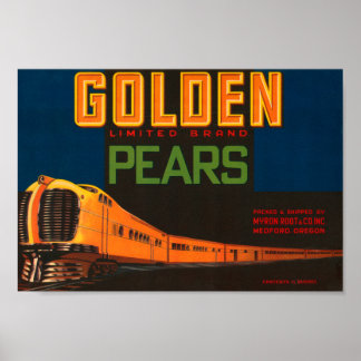 Affiches Poires d'or Vintage Fruit Étiquette