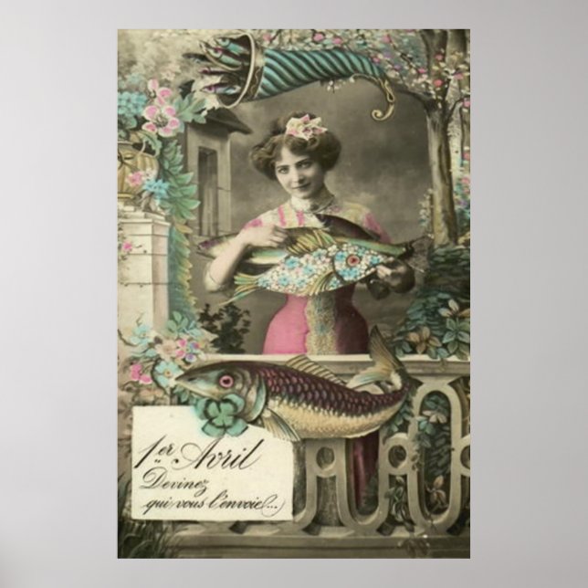 Affiches Poisson à fleurs Cornucopia Poisson d'avril (Devant)