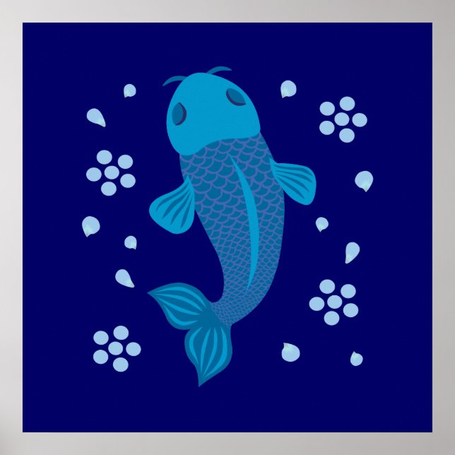 Affiches Poisson bleu Koi (Devant)
