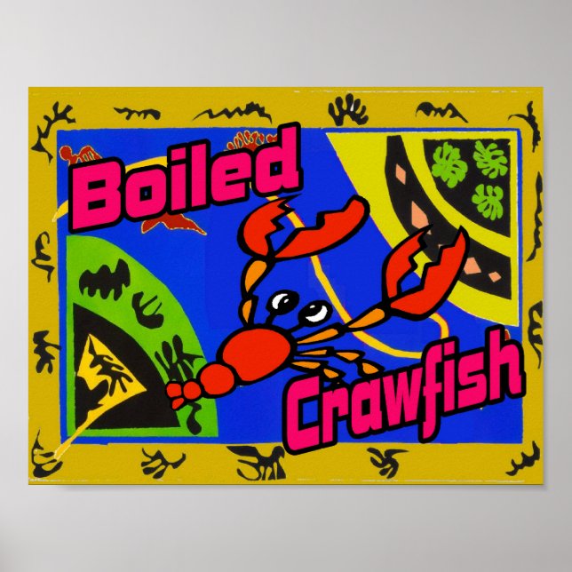 Affiches Poisson-crevettes bouilli Abstrait (Devant)