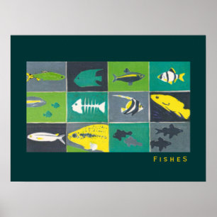 Affiches poissons graphiques aquarium