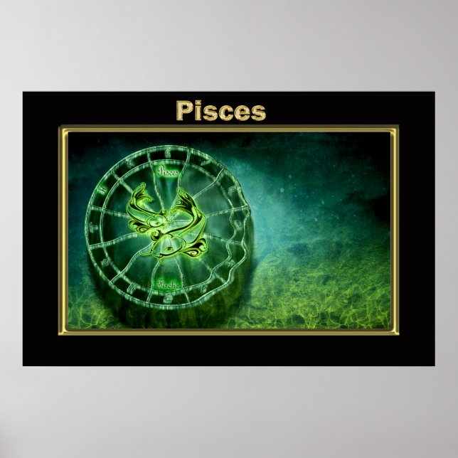 Affiches Poissons Zodiac Astrologie design (Devant)