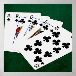 Affiches Poker Hands - Royal Flush - Clubs Suit
