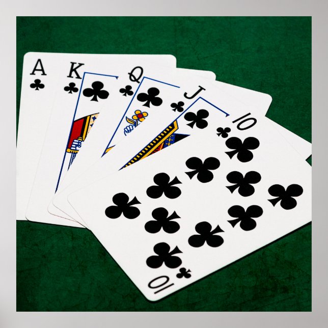 Affiches Poker Hands - Royal Flush - Clubs Suit (Devant)