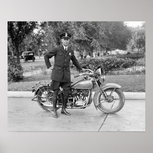 Affiches Policier à moto, 1932. Photo ancienne (Devant)