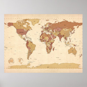 Affiches Political Map of the World Map