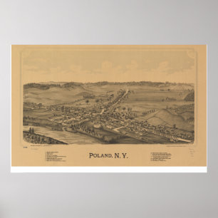 Affiches Pologne New York 1890 Antique carte panoramique