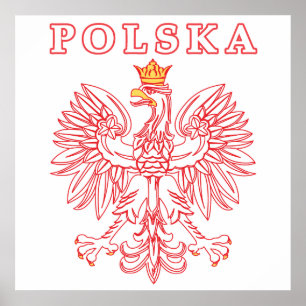 Affiches Polska avec le polonais Eagle de rouge