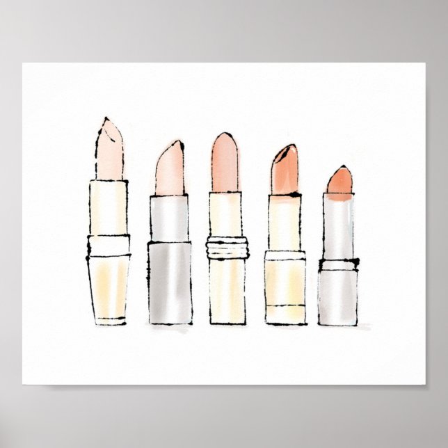Affiches Pomme sauvage | Coloré moderne Lipstick Sketch (Devant)