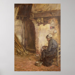 Affiches Pommes de terre d'épluchage de dame âgée