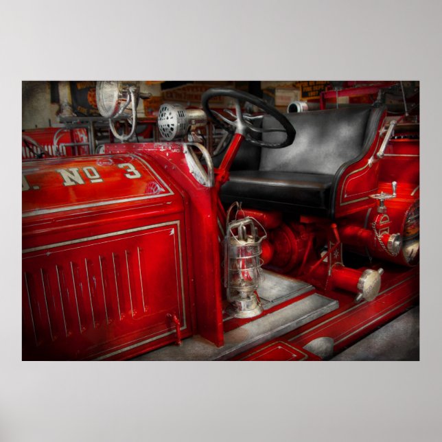 Affiches Pompier - Camion de pompiers n°3 (Devant)