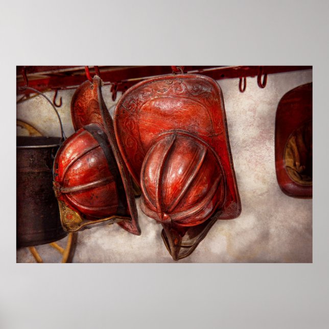 Affiches Pompier - Casquette - casquettes de feu à l'ancien (Devant)