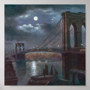 Affiches Pont Brooklyn au clair de lune