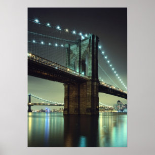 Affiches Pont de Brooklyn au pont de Manhattan de nuit