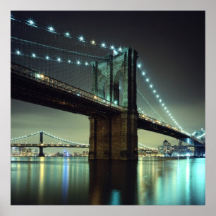 Affiches Pont de Brooklyn au pont de Manhattan de nuit