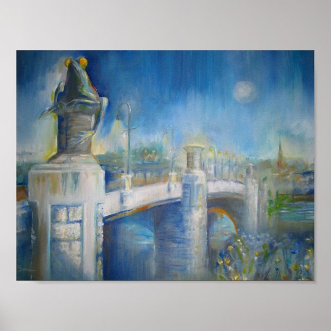 Affiches Pont de grenouille Willimantic la nuit (Devant)