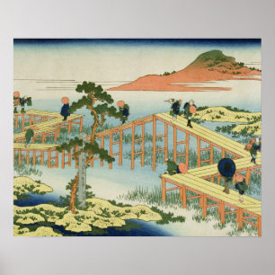 Affiches Pont de huit parts, province de Mucawa, Japon,