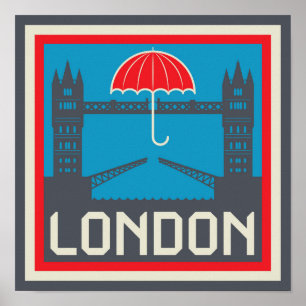 Affiches Pont de Londres avec parapluie
