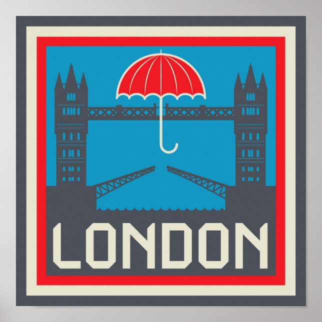Affiches Pont de Londres avec parapluie (Devant)
