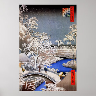 Affiches Pont de tambour Meguro et Sunset Hill, Hiroshige