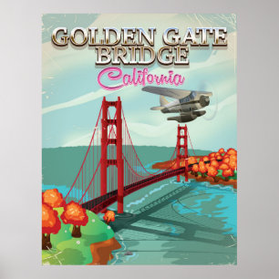 Affiches Pont Golden Gate Californie voyage dessin animé