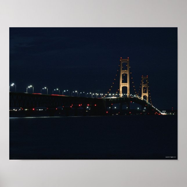 Affiches Pont Mackinac la nuit (Devant)