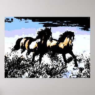 Affiches Pop Art Chevaux sauvages Motivation Liberté Art
