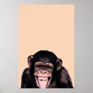 Affiches Pop Art Chimpanzé Sticking Tongue Out