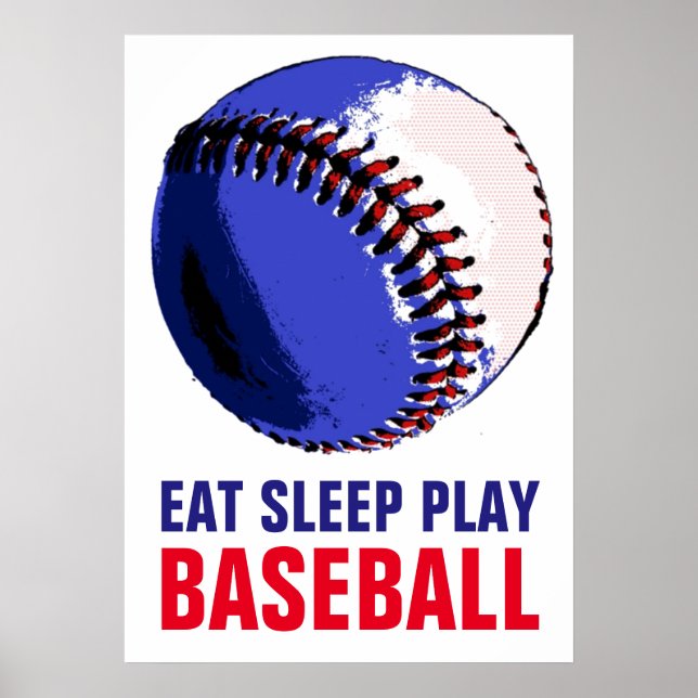 Affiches Pop Art Mange Sommeil Jouer Baseball (Devant)