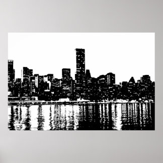 Affiches Pop Art New York City Manhattan Silhouette