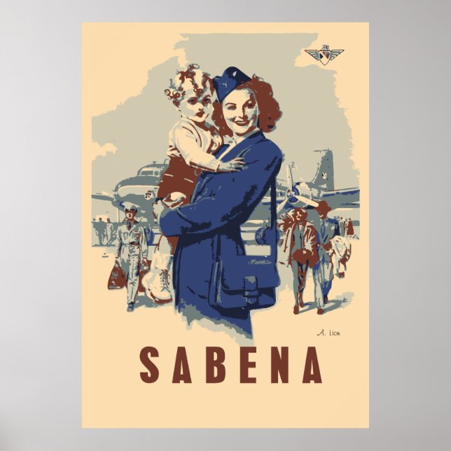 Affiches Pop art Sabena Ex Belgian Airlines (Devant)