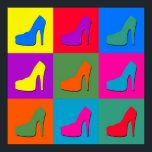 Affiches pop art shoes<br><div class="desc">Illustration of high-heel shoes on colorful tiled background</div>