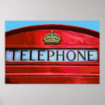 Affiches Pop Art Vintage London City Red Telephone Booth<br><div class="desc">Photos d'Art de Voyage des Symboles des Célèbres Capitales du Monde - Symboles de Londres : Légendaire Souvenirs de la Ville - London City Boîte de téléphone rouge</div>
