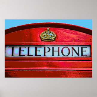 Affiches Pop Art Vintage London City Red Telephone Booth